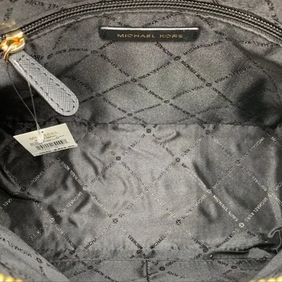 Michael Kors Jet Set Travel Medium Saffiano Leather Dome Satchel Black - Picture 6 of 16